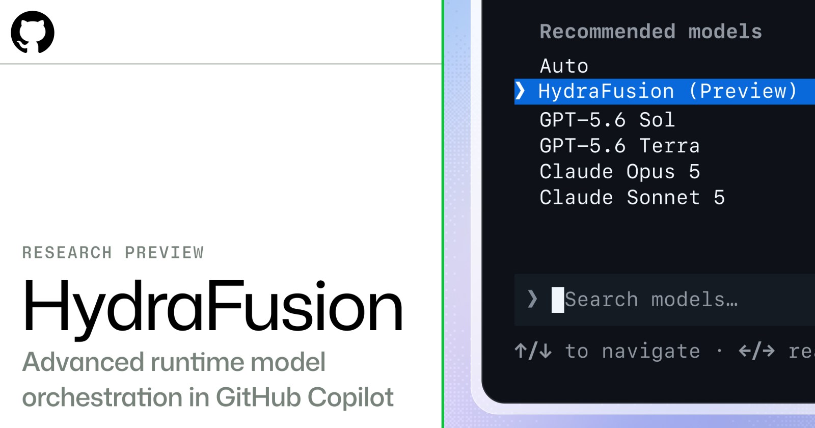 GitHub’s HydraFusion research preview with its Copilot CLI model selector